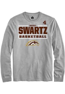 Brady Swartz Western Michigan Broncos Grey NIL Stacked Box Long Sleeve Player T Shirt