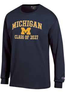 Champion Michigan Wolverines Navy Blue Font Class of 2027 Jersey Long Sleeve T Shirt