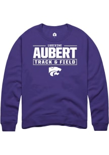 Ludivine Aubert K-State Wildcats Mens Purple NIL Stacked Box Player Crew