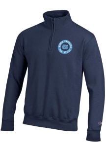 Champion North Carolina Tar Heels Mens Navy Blue Circular Logo Long Sleeve Qtr Zip Pullover