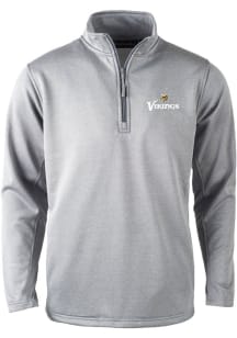 Dunbrooke Minnesota Vikings Mens Grey All Star Long Sleeve Qtr Zip Pullover
