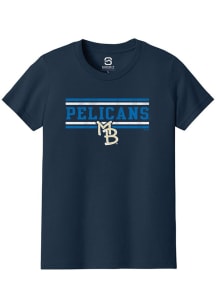Summit Sportswear Myrtle Beach Pelicans Youth Navy Blue Double Bars Short Sleeve T-Shirt