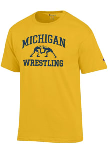 Champion Michigan Wolverines Yellow Wrestling Jersey Short Sleeve T Shirt