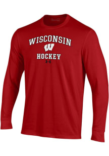 Under Armour Wisconsin Badgers Red Hockey Performance Long Sleeve T Shirt