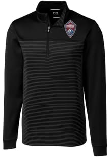 Cutter and Buck Colorado Rapids Mens Black Traverse Stripe Long Sleeve Qtr Zip Pullover