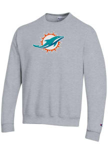 Champion Miami Dolphins Mens Grey Powerblend Long Sleeve Crew Sweatshirt