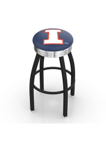 Illinois Fighting Illini 3 Ring Chrome Seat Pub Stool - Black