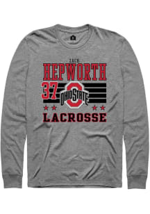 Zach Hepworth Ohio State Buckeyes Grey NIL Striped Long Sleeve Player T Shirt