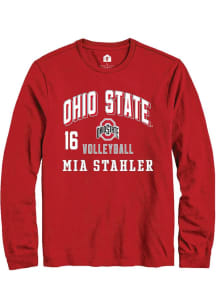 Mia Stahler Ohio State Buckeyes Red NIL Arch Logo Long Sleeve Player T Shirt