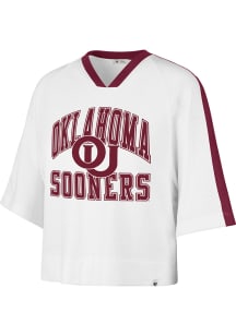 47 Oklahoma Sooners Womens White Drop Needle Short Sleeve T-Shirt