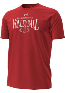 Under Armour Wisconsin Badgers Red Volleyball Performance Cotton Short Sleeve T Shirt