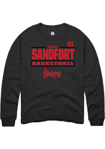 Pryce Sandfort Nebraska Cornhuskers Mens Black NIL Stacked Box Player Crew