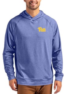 Cutter and Buck Pitt Panthers Mens Blue Adapt Knit Hood Long Sleeve Hoodie
