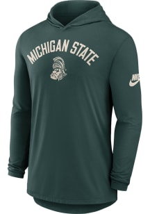 Nike Michigan State Spartans Mens Green Legacy Arch Logo Long Sleeve Lightweight Hoodie
