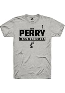 Mya Perry Cincinnati Bearcats Ash NIL Stacked Box Short Sleeve Player T Shirt