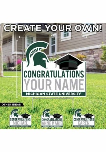 Michigan State Spartans Personalized Congratulations Grad Yard Sign - White