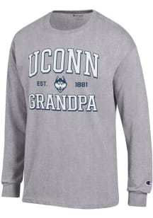 Champion UConn Huskies Grey Est. Date Grandpa Jersey Long Sleeve T Shirt