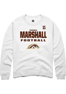 Terence Marshall Western Michigan Broncos Mens White Football NIL Stacked Box Player Crew