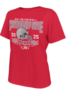 Ohio State Buckeyes Womens Red 2025 Big 10 Football Championships Short Sleeve T-Shirt