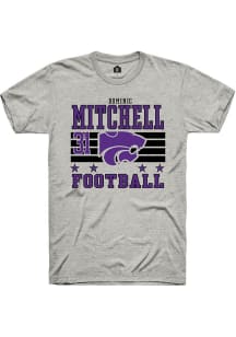 Dominic Mitchell K-State Wildcats Ash Football NIL Striped Short Sleeve Player T Shirt
