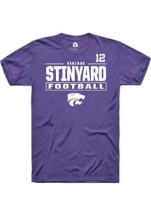 Serious Stinyard K-State Wildcats Purple Football NIL Stacked Box Short Sleeve Player T Shirt