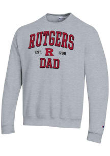 Champion Rutgers Scarlet Knights Mens Grey Est Date Dad Powerblend Long Sleeve Crew Sweatshirt