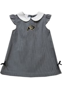 Vive La Fete Colorado Buffaloes Baby Girls Black Gingham Short Sleeve Dress