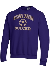Champion Western Carolina Mens Purple Soccer Powerblend Long Sleeve Crew Sweatshirt