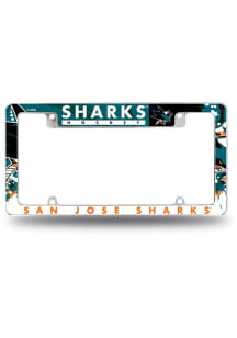 San Jose Sharks Primary All Over Chrome License Plate Frame - White