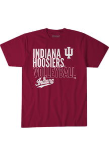 BreakingT Indiana Hoosiers Crimson Text Logo Overlay Short Sleeve Fashion T Shirt