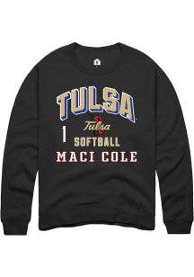 Maci Cole Tulsa Golden Hurricane Mens Black NIL Arch Logo Player Crew
