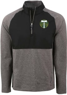 Cutter and Buck Portland Timbers Mens Black Adapt Eco Hybrid Long Sleeve Qtr Zip Pullover