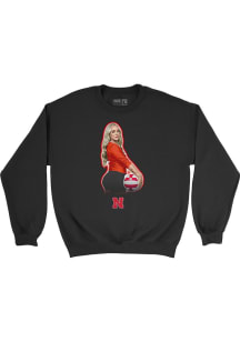 Laney Choboy  Campus Ink Nebraska Cornhuskers Youth Black Portrait Crew Long Sleeve Crew Sweatshir..