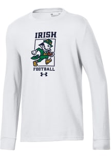 Under Armour Notre Dame Fighting Irish Youth White Football leprechaun Long Sleeve T-Shirt
