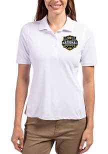 Cutter and Buck Michigan Wolverines Womens White 2026 MBB Champions Virtue Eco Pique Short Sleeve..