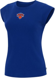 Antigua New York Knicks Womens Navy Blue Show Off Short Sleeve T-Shirt