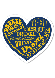 Drexel Dragons 3.5" Heart Rugged Stickers - Blue