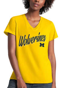 Michigan Wolverines Womens Yellow Field Short Sleeve T-Shirt