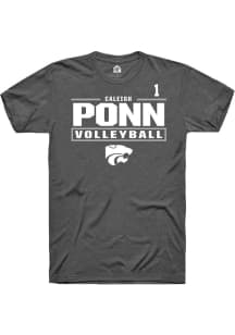 Caleigh Ponn K-State Wildcats Dark Grey NIL Stacked Box Short Sleeve Player T Shirt
