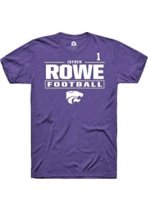 Jayden Rowe K-State Wildcats Purple Football NIL Stacked Box Short Sleeve Player T Shirt