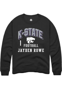 Jayden Rowe K-State Wildcats Mens Black Football NIL Arch Logo Player Crew