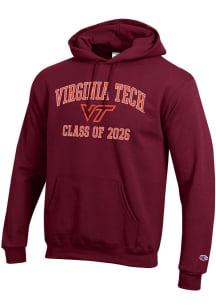 Champion Virginia Tech Hokies Mens Maroon Font Class of 2026 Powerblend Long Sleeve Hoodie