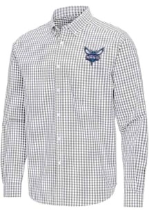 Antigua Charlotte Hornets Mens Ash Ellis Long Sleeve Dress Shirt