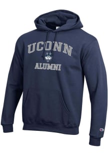 Champion UConn Huskies Mens Navy Blue Logo Alumni Powerblend Long Sleeve Hoodie