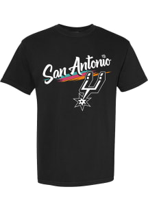Something Inked San Antonio Spurs Black Brushed Script Wordmark Short Sleeve T Shirt