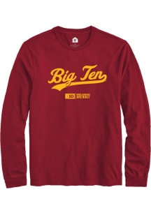 Rally Big Ten Cardinal Script Design Long Sleeve T Shirt