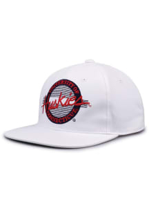 UConn Huskies White Retro Circle Mens Snapback Hat