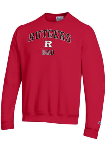Champion Rutgers Scarlet Knights Mens Red Arch Logo Dad Powerblend Long Sleeve Crew Sweatshirt