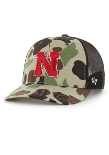 47 Nebraska Cornhuskers Carhart Duck Camo Trucker Adjustable Hat - Green