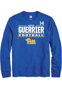 Joshua Guerrier Pitt Panthers Blue Football NIL Stacked Box Long Sleeve Player T Shirt